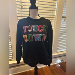 Black 'TOUCH DOWN' Sequin Sweatshirt by blue.b